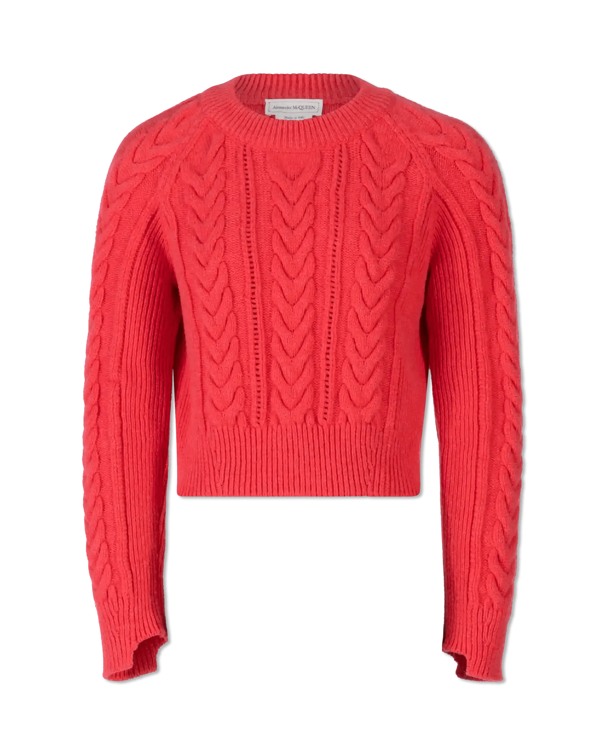 Intarsia Rib Crewneck Cropped Sweater