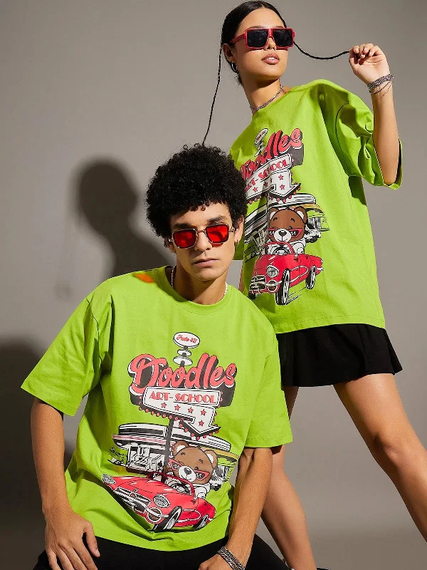 Unisex Green Doodles Oversized T-Shirt