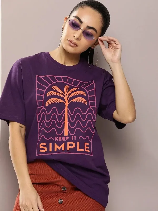 Dillinger Purple Graphic Oversized T-Shirt-WMNCR465GRL-XS