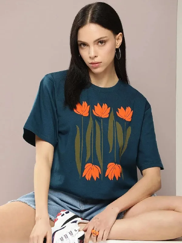 Dillinger Blue Graphic Oversized T-Shirt-WMNCR397PED-XS