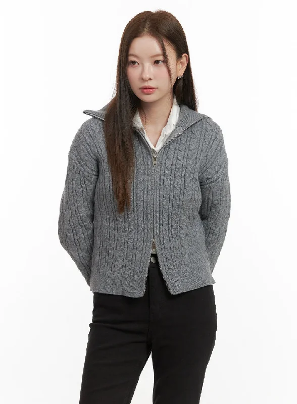 Cable Knit Zip Up Cardigan OD418