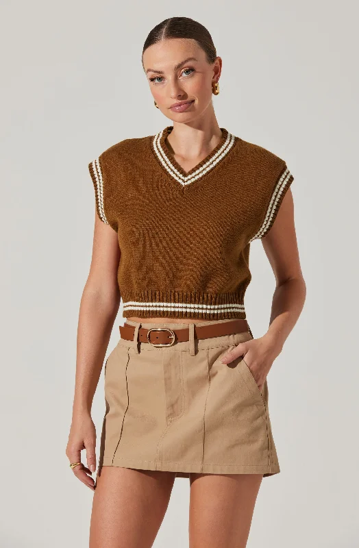 Kirby V-Neck Cropped Sweater Vest