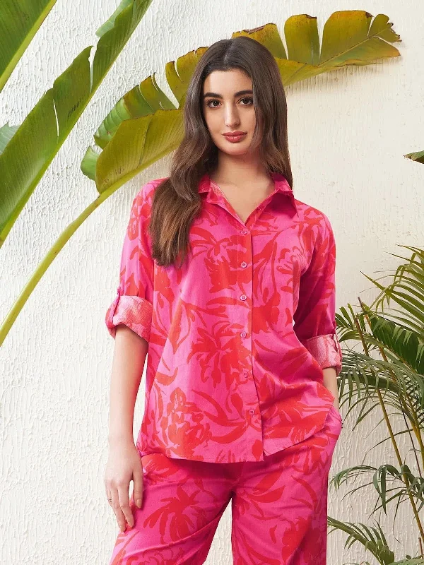 Women Magenta Floral Regular Shirt