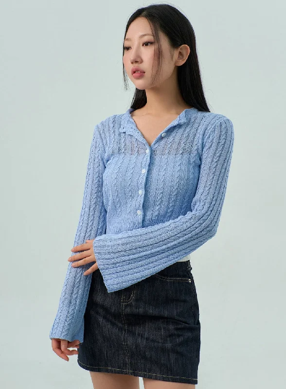 Cable Knit Mesh Cardigan CY330