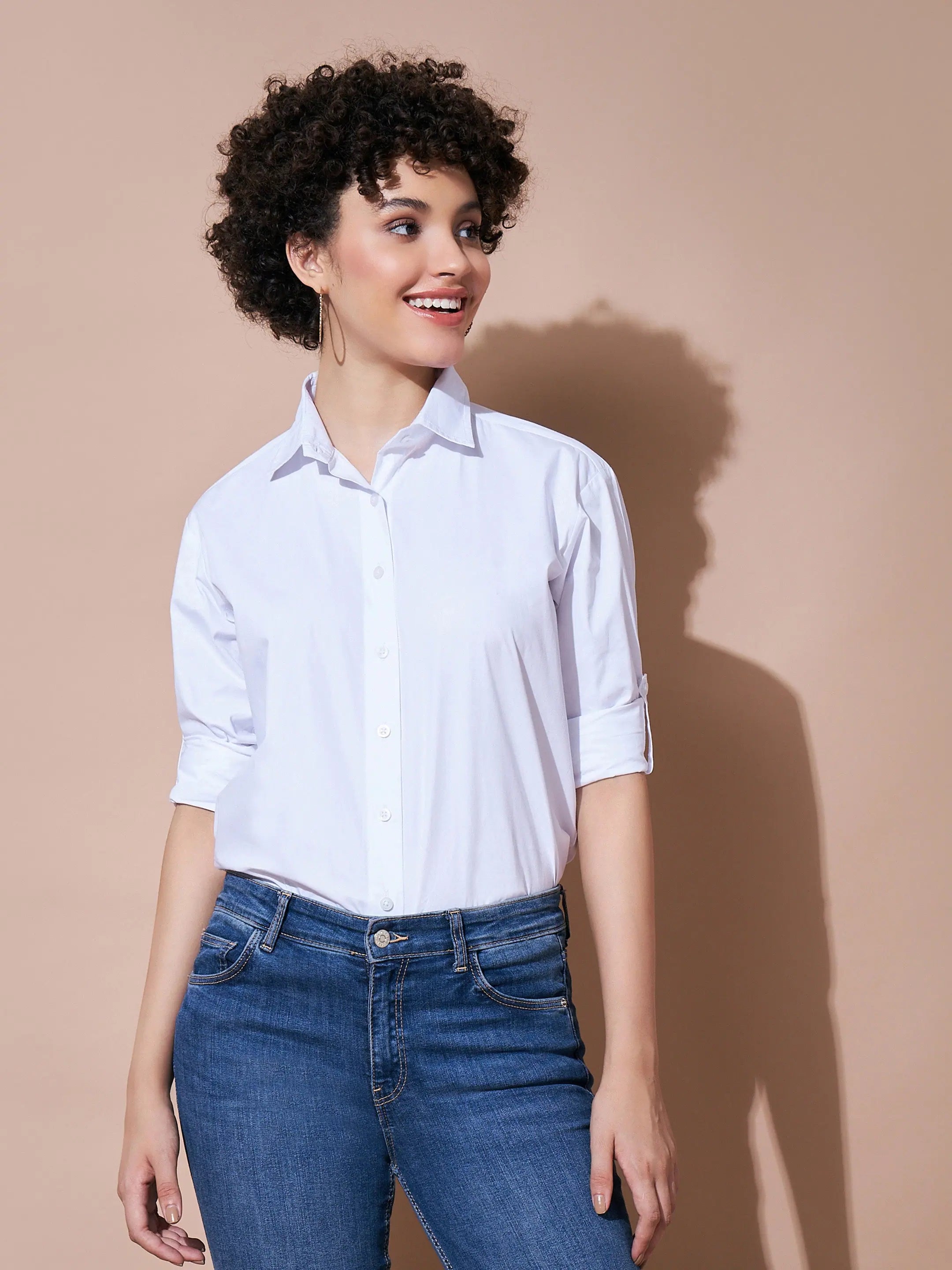 Women White Cotton Poplin Shirt