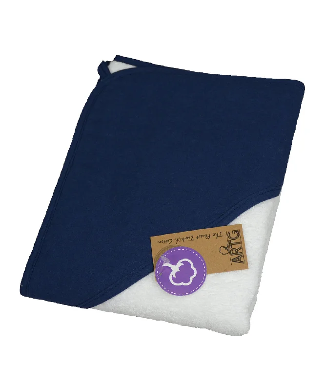 White/French Navy/French Navy - PRINT-Me® baby hooded towel