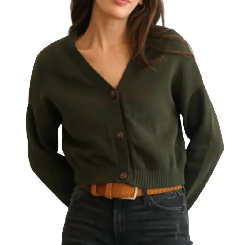 Diana Crop Cardigan In Forest