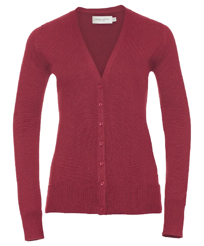 Cranberry Marl - Women's v-neck knitted cardigan