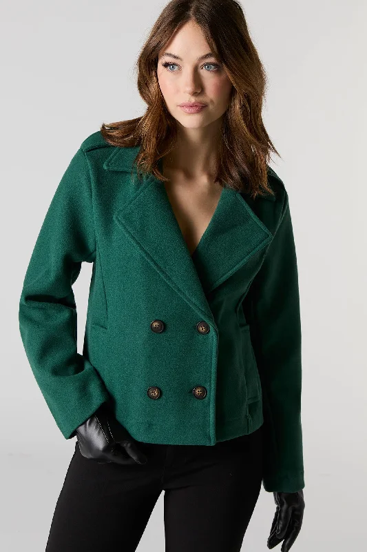 Double Breasted Cropped Peacoat