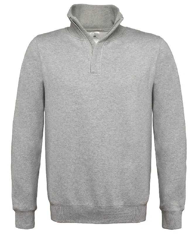 Heather Grey - B&C ID.004 ¼ zip sweatshirt