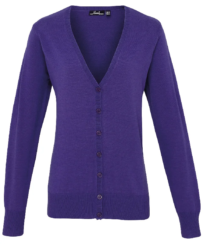 Purple - Women's button-through knitted cardigan