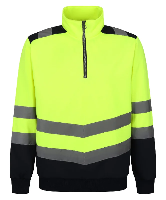 Yellow/Navy - Pro hi-vis ¼-zip sweatshirt