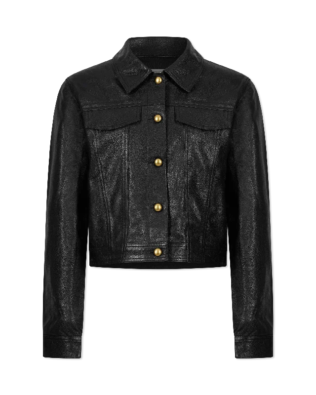 Vika Cropped Leather Jacket