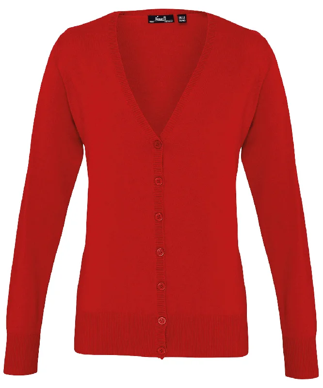 Red - Women's button-through knitted cardigan