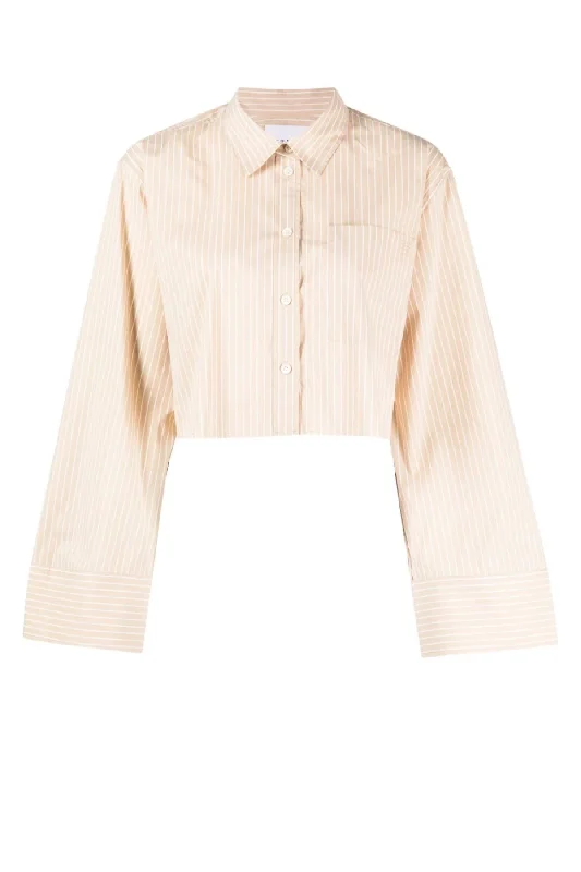 Frame Denim Cropped Wide Sleeve Shirt - Sand Multi