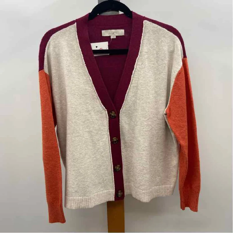 Loft Women's Size S Tan Color Block Cardigan