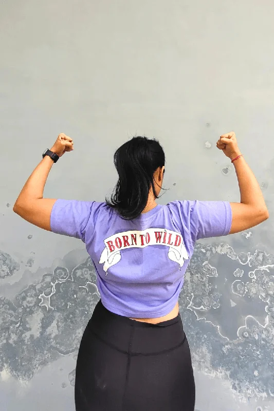 WILD VERVE BACK ARCH (CROPPED) TEE IN BLUEBERRY