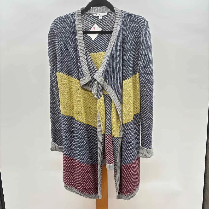 CABI Women's Size M Gray Stripe Cardigan