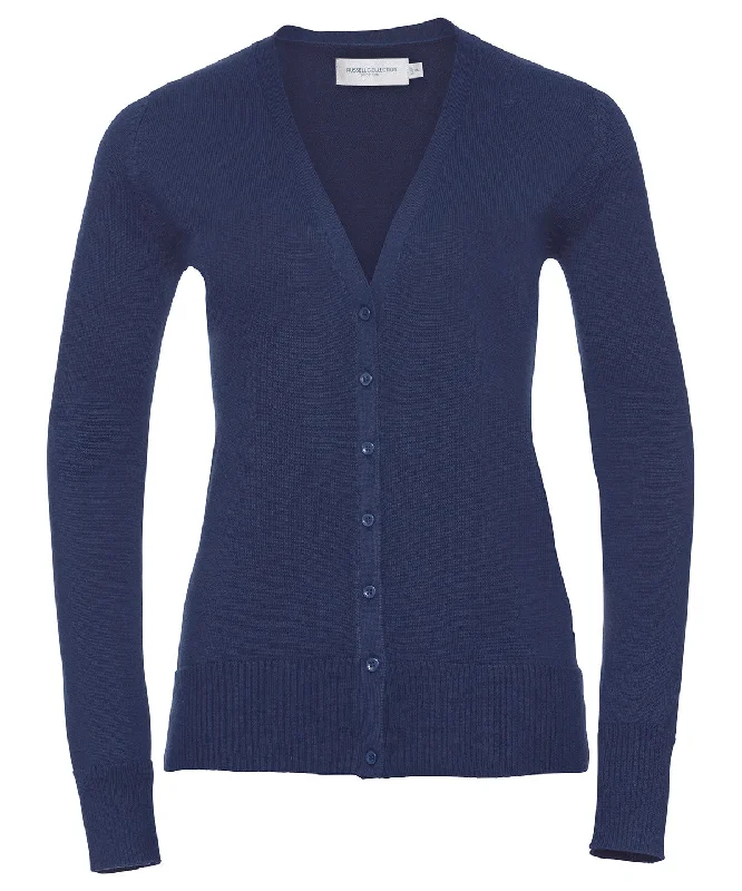 Denim Marl - Women's v-neck knitted cardigan