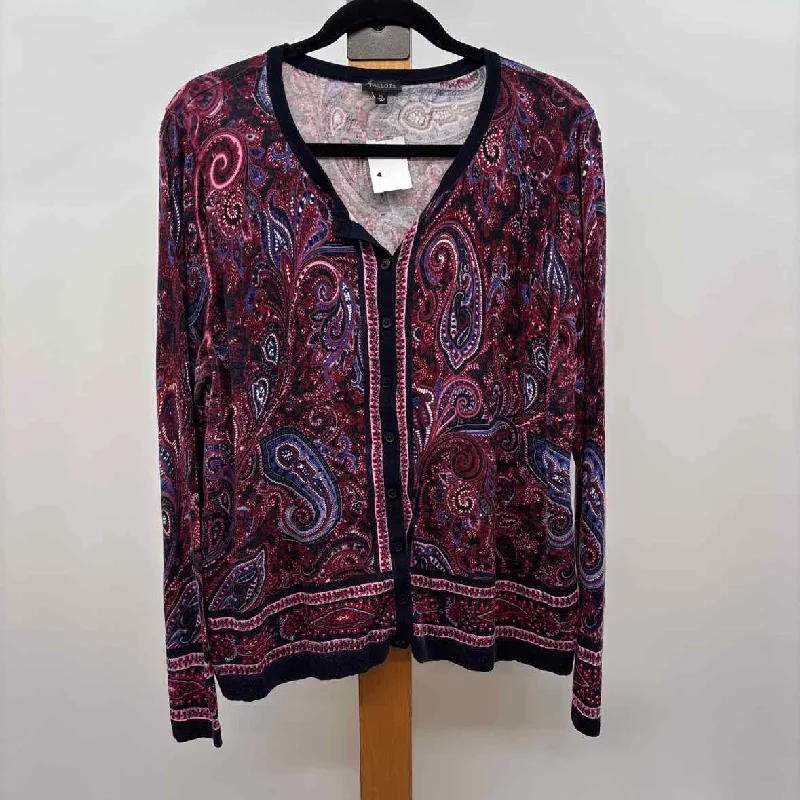 Talbots Women's Size XL Red Paisley Cardigan