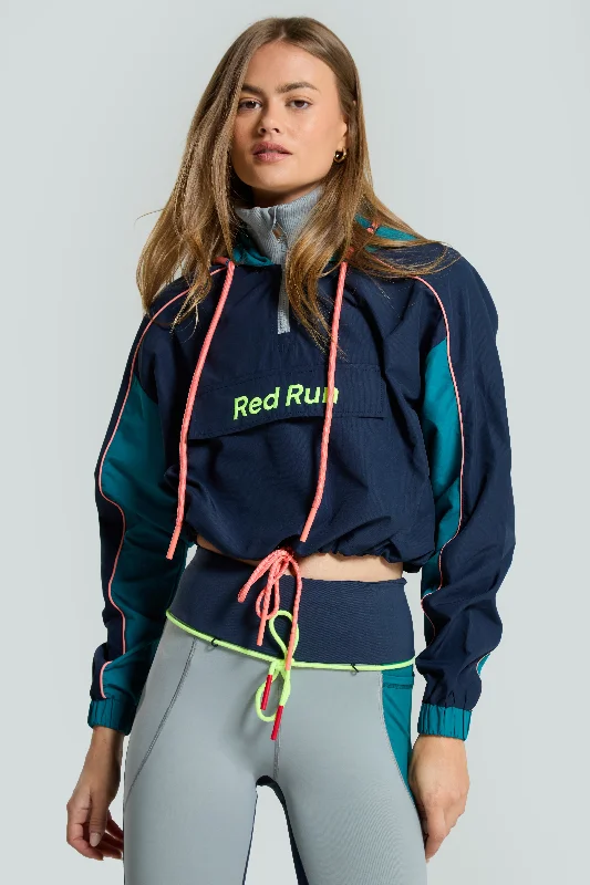 Women's Red Run Activewear Cropped Windbreaker In Blue