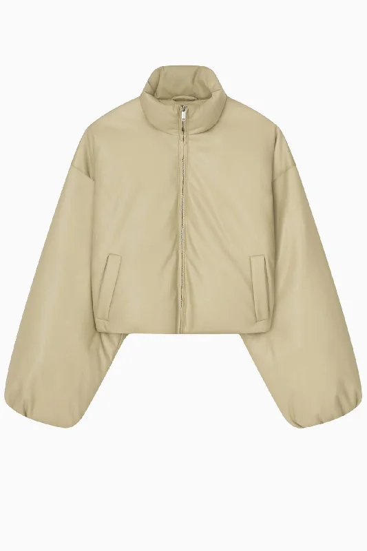 Nanushka Lilima Okobor Cropped Puffer Jacket - Pale Olive