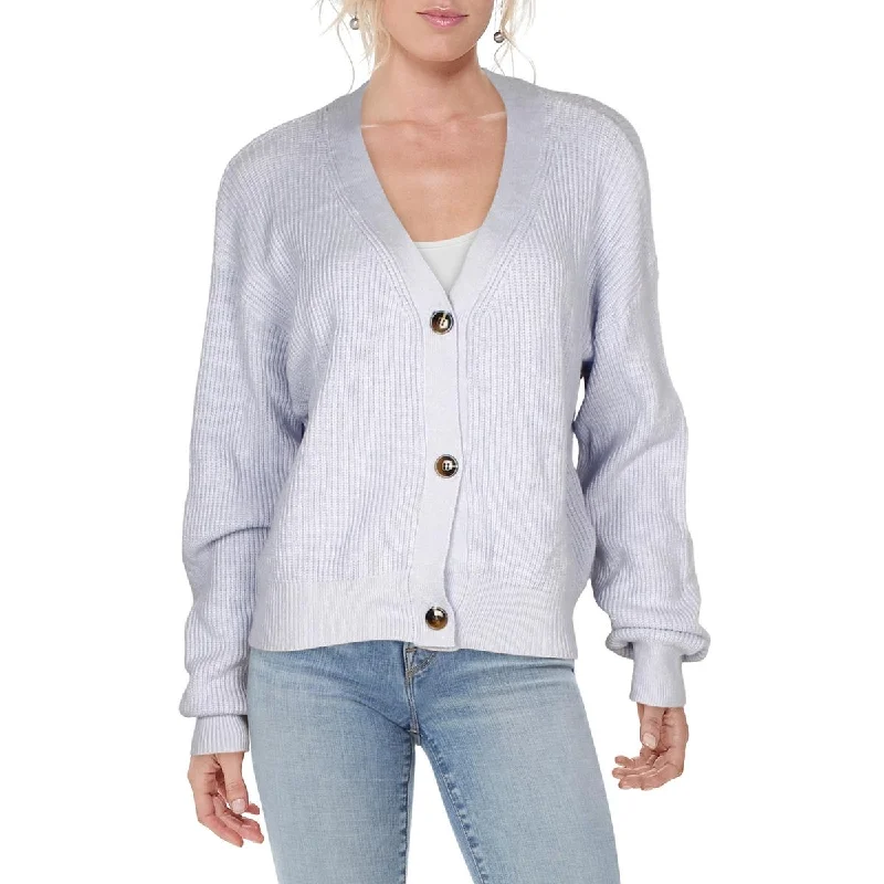 Allison New York Womens Ribbed Knit Button-Down Cardigan Sweater