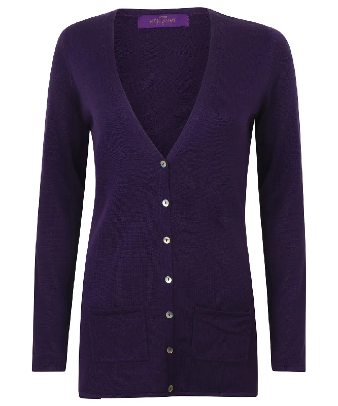 Purple - Women's v-button cardigan