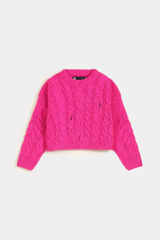 Cropped Cable Knit Sweater