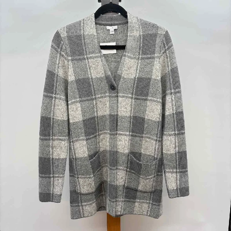 JJill Women's Size XS Gray Plaid Cardigan