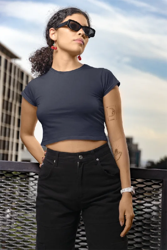 Navy Blue Crop Tops for women