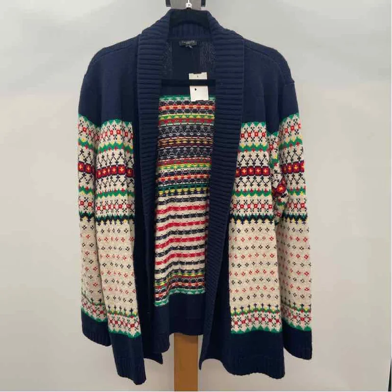 Talbots Women's Size XLP Navy Fair Isle Cardigan