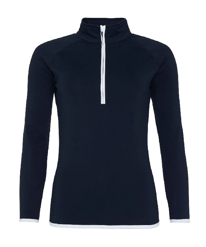 French Navy/Arctic White - Women's cool ½ zip sweatshirt (C)