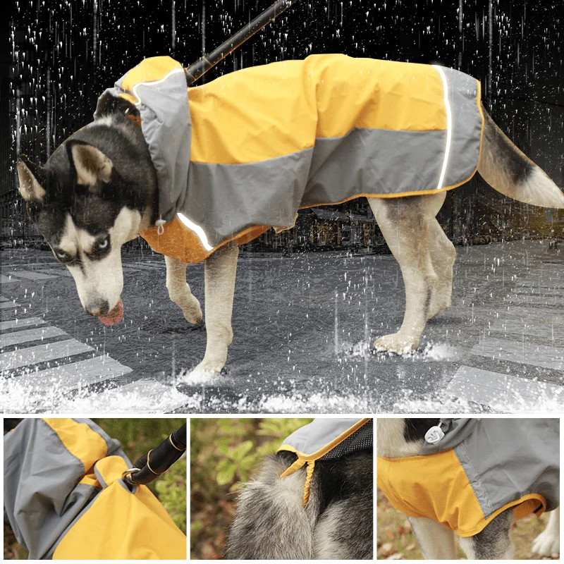 Pet Big Dog Raincoat Waterproof Clothes for Small Large Dogs Jumpsuit Rain Coat Hooded Overalls Cloak Labrador