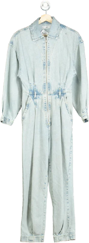 Mango Light Blue Denim Jumpsuit UK XS