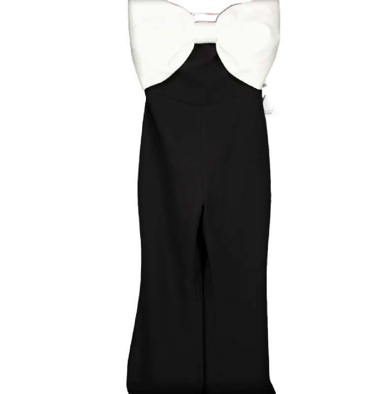 Nadine Merabi Black Jenny Bow Jumpsuit UK 10