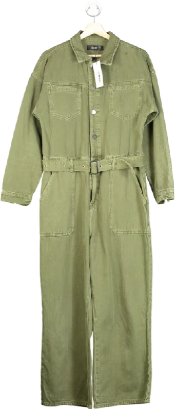 Toxik3 Khaki Helen Wide Leg Jumpsuit UK 10