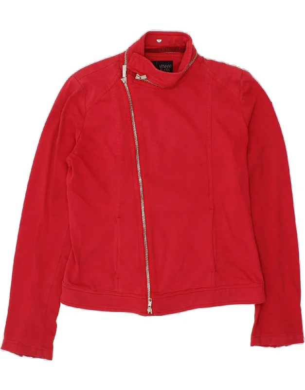 ARMANI JEANS Womens Bomber Jacket EU 46 XL Red Cotton