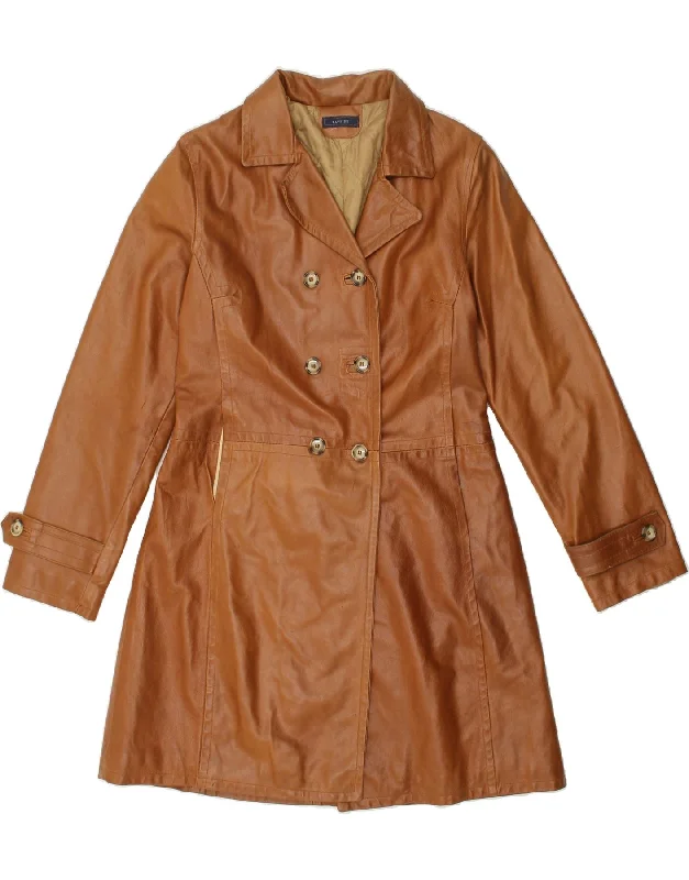 BAYSIDE Womens Leather Coat UK 10 Small Brown Leather