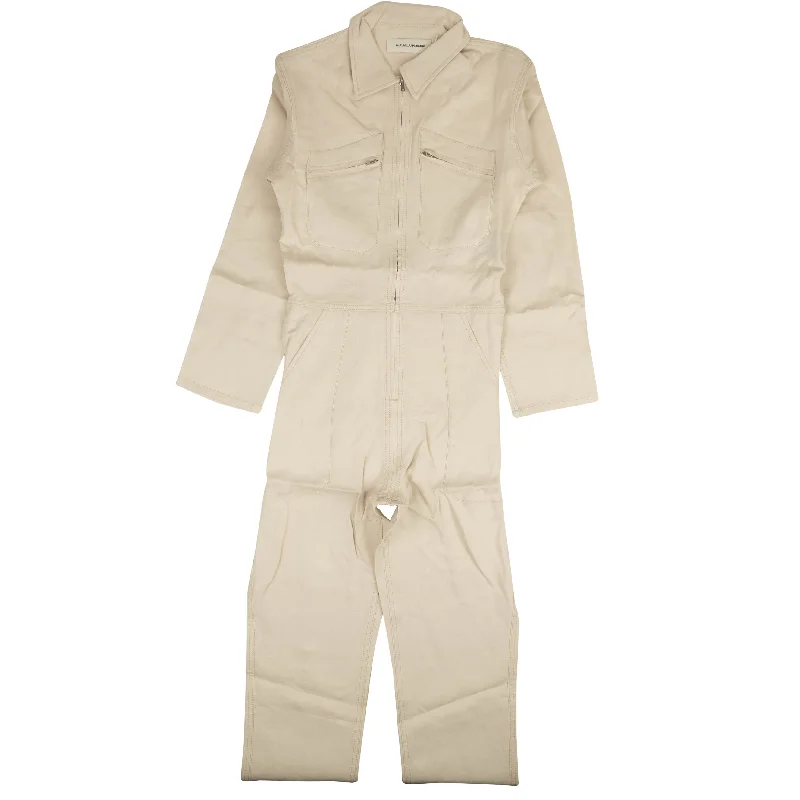 Beige Linen Contrast Stitch Jumpsuit