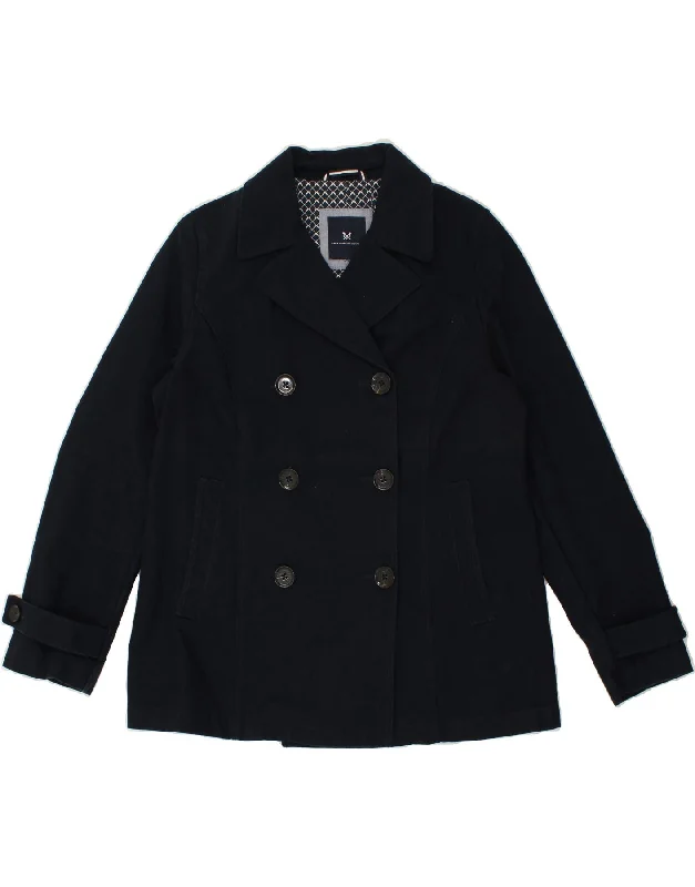 CREW CLOTHING Womens Pea Coat UK 14 Medium Navy Blue Cotton