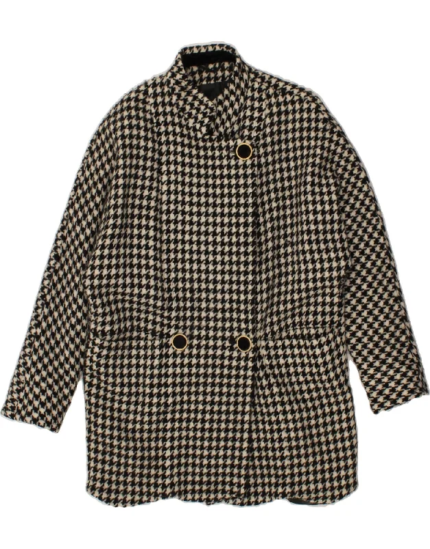 GERRY WEBER Womens Double Breasted Coat EU 40 Medium Black Houndstooth