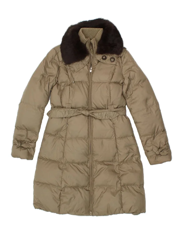 I BLUES Womens Padded Coat UK 14 Large Beige Acrylic