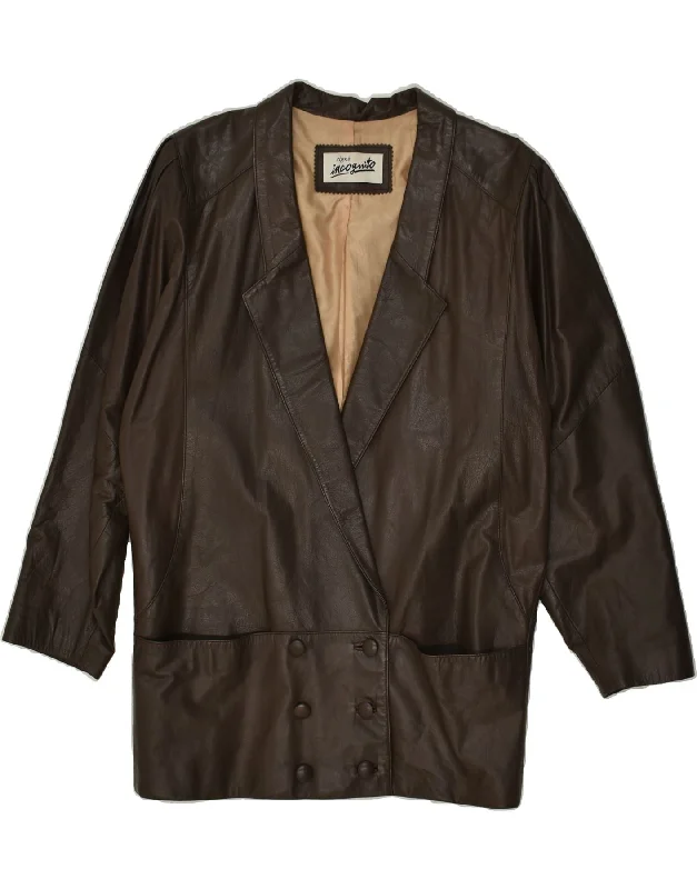 INCOGNITO Womens Leather Coat EU 38 Medium Brown Leather