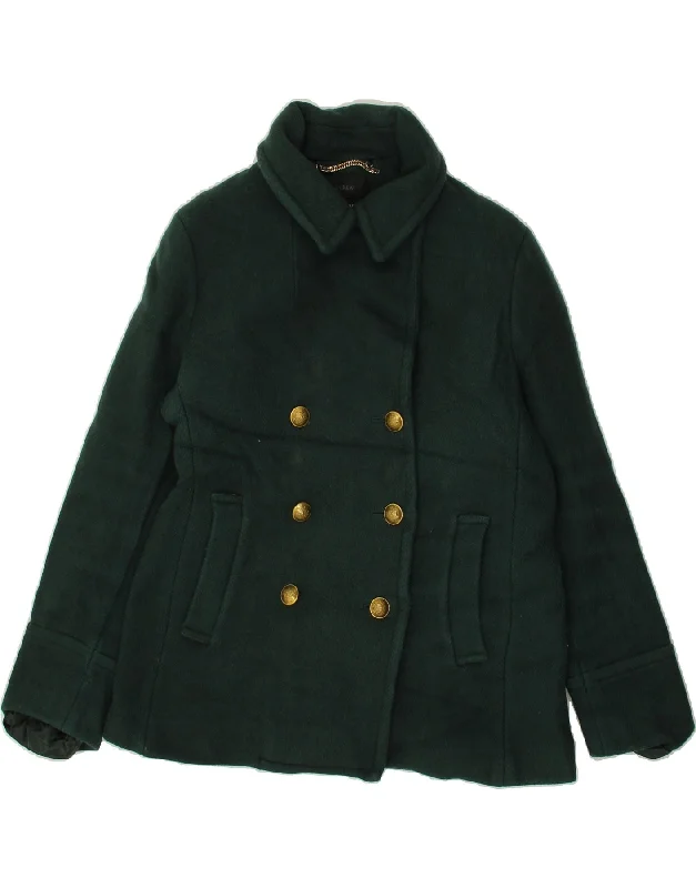 J. CREW Womens Pea Coat UK 10 Small Green Wool