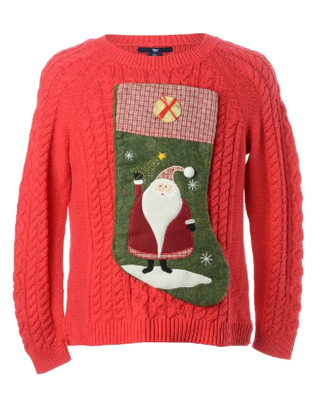 Reworked Novelty Christmas Sweater - L