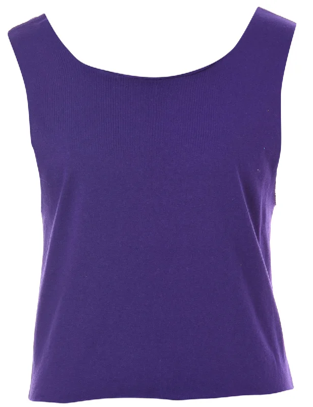 Reworked Purple Tie Back T-shirt - M