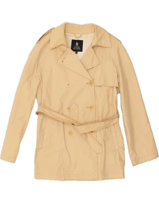 MARINA YACHTING Womens Double Breasted Coat IT 44 Medium Beige Cotton