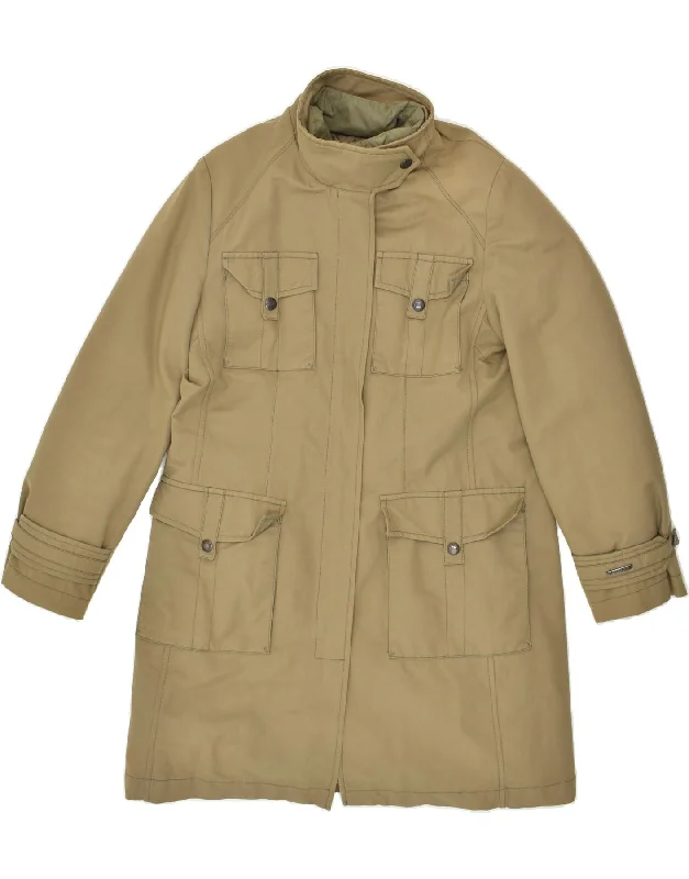 PENNY BLACK Womens Padded Coat UK 12 Medium Khaki Cotton