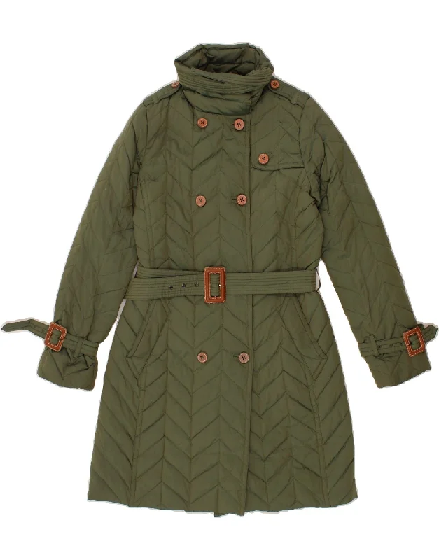 PLAYLIFE Womens Padded Coat UK 14 Medium Green Polyester